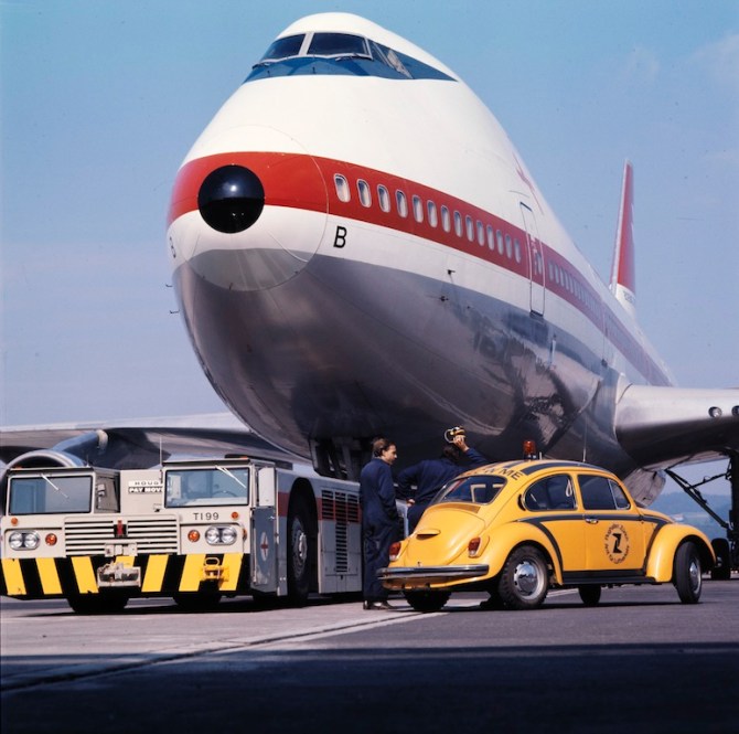 Boeing 747-257 B, HB-IGB "Zürich" in der von 1971 bis 1980 verwendeten Bemalung am Boden in Zürich-Kloten